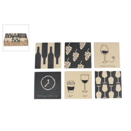 Onderzetter wine met tekst assorti 10x10x0,7cm (assortiment – willekeurige uitvoering)