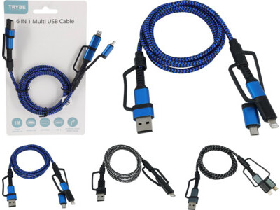 Usb laad kabel 6 in 1 3ass