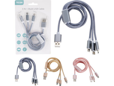 Usb laad kabel 3 in 1 3ass