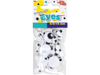 Oogjes 3 maten 6mm/8mm/18mm zw