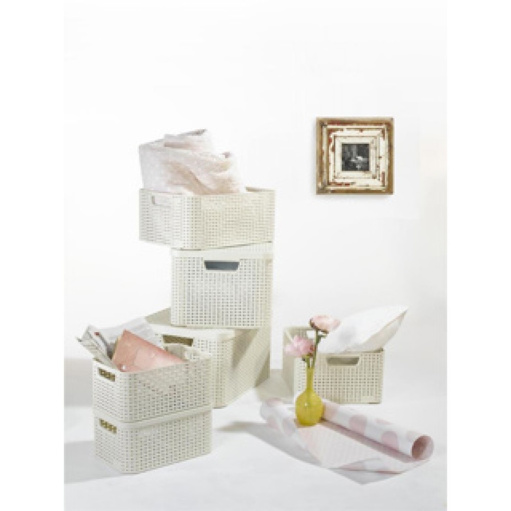 Curver Style Basket 30L L L Lid Vintage White