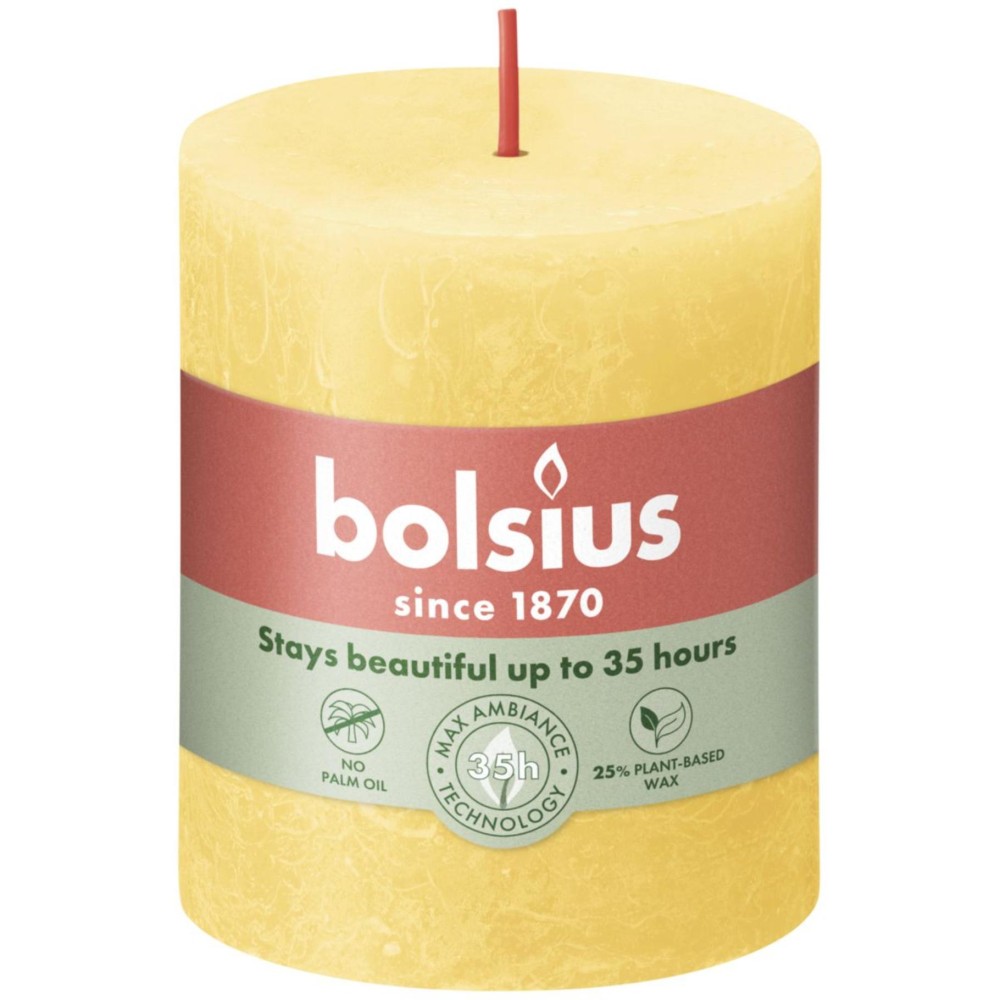 Bolsius Stump candle Rustic 8 x 6,8 cm Sunny Yellow