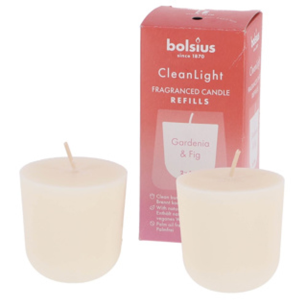 Bolsius Navulling Clean Light pack 2 Gardenia & Fig