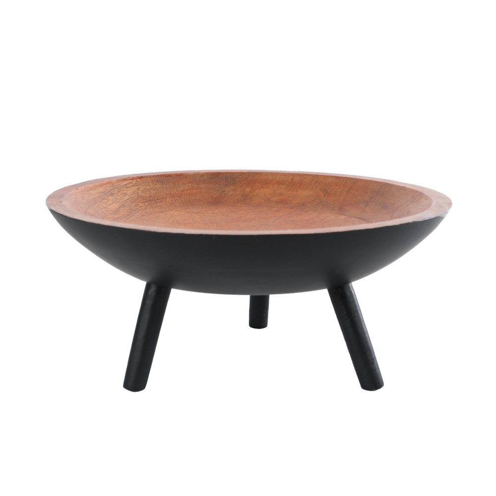 Serveerschaal Sieb m/pootjes naturel/zwart mango