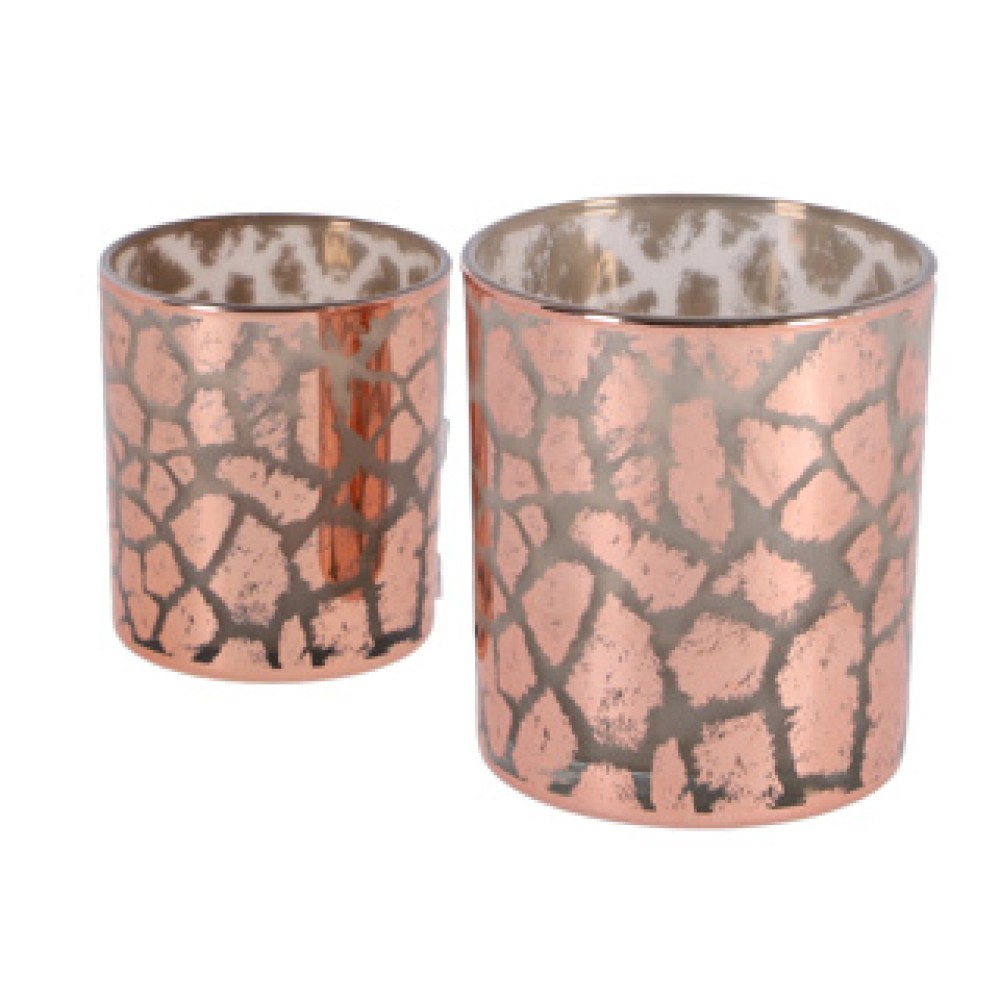 Ptmd windlicht desiree giraffeprint roze 10 cm