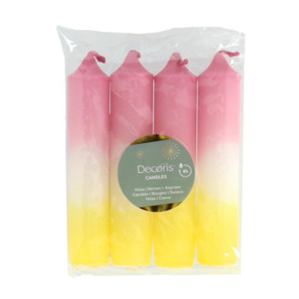 Dinerkaars per 4 dipdye pastelkleuren 5 assorti 11cm (assortiment – willekeurige uitvoering)