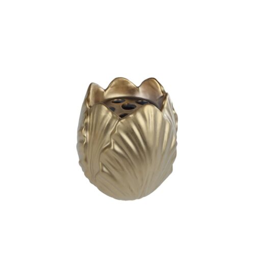 Vaas Tulip mat goud aardew 15x15x16,4cm