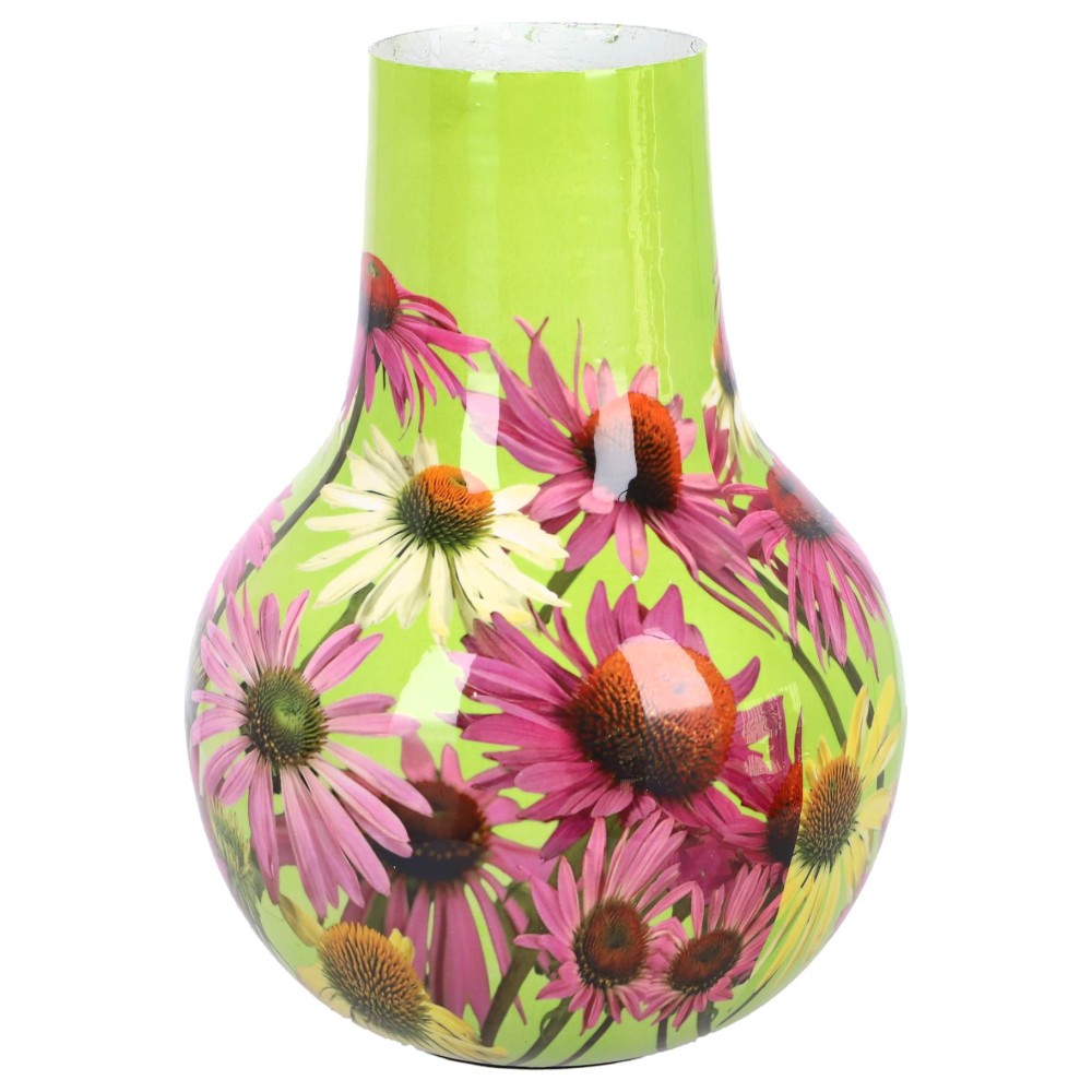 Vase Sun Hat Green Metal 22x22x30cm