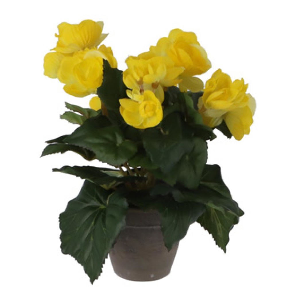 Kunstplant begonia geel in pot