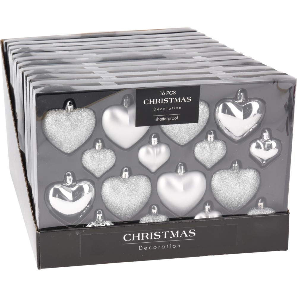 Kerstbal Heart 8X65/8X45Mm Zil