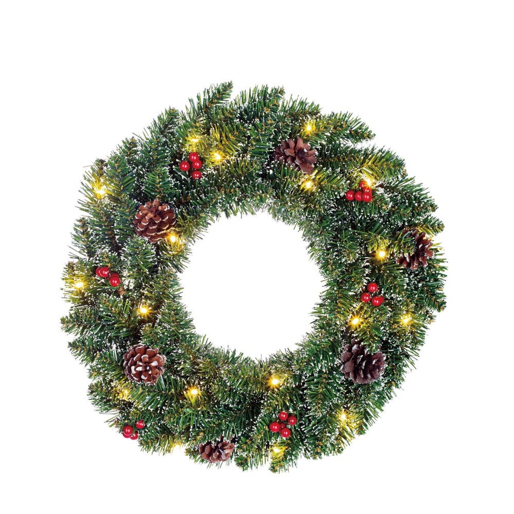 Creston wreath LED works on batteries green 20L TIPS 106 - d45cm