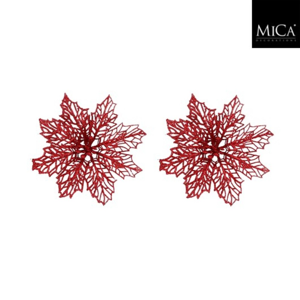 Clip poinsettia red 2 pieces - h3xd13,5cm