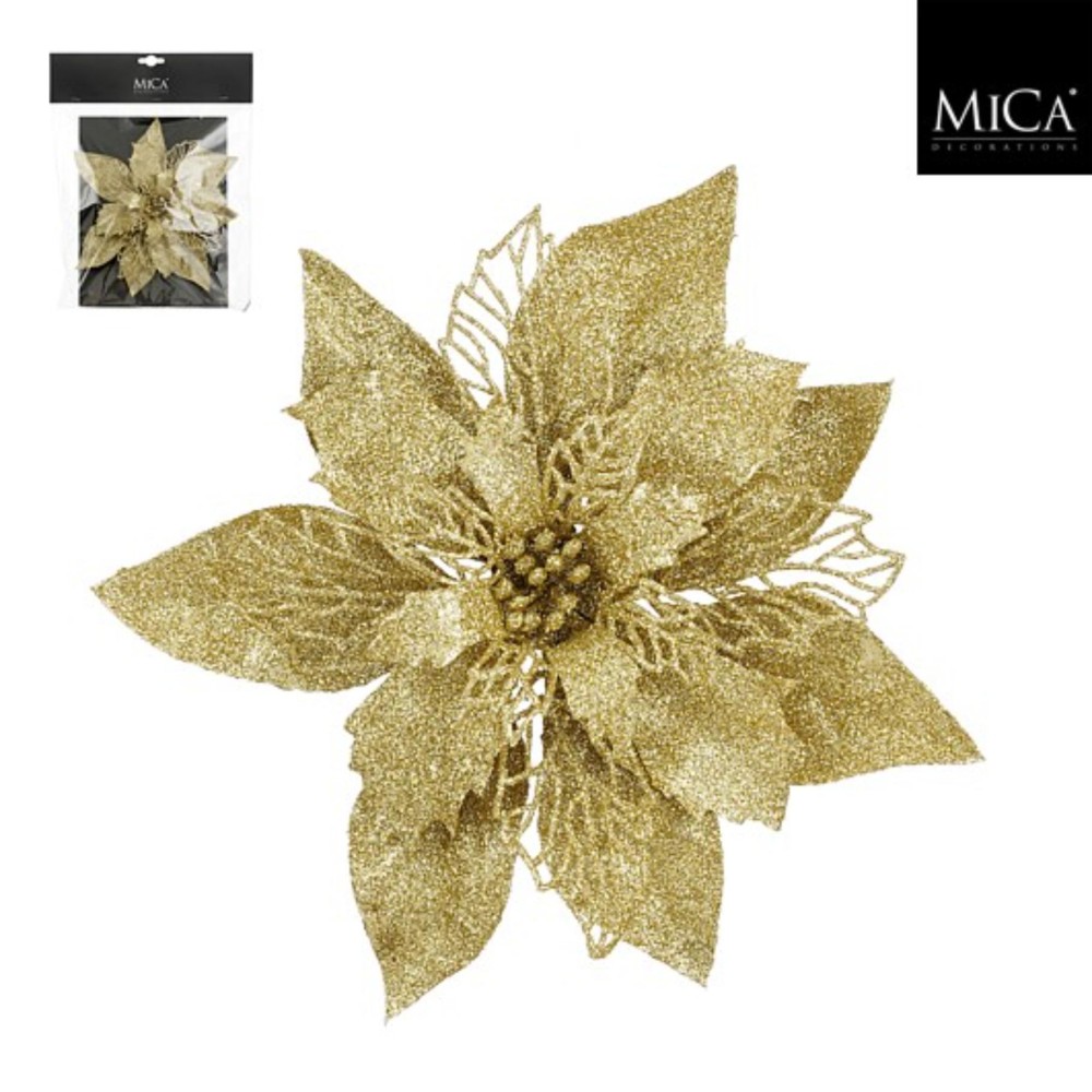 Clip poinsettia gold - h3xd20cm