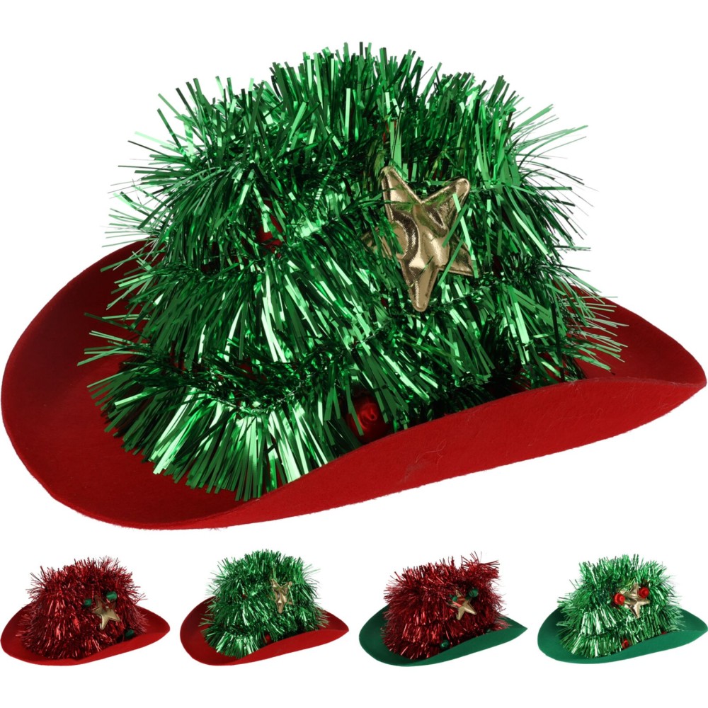 Cowboy Hoed Met Kerstboom 4Ass (assortiment – willekeurige uitvoering)