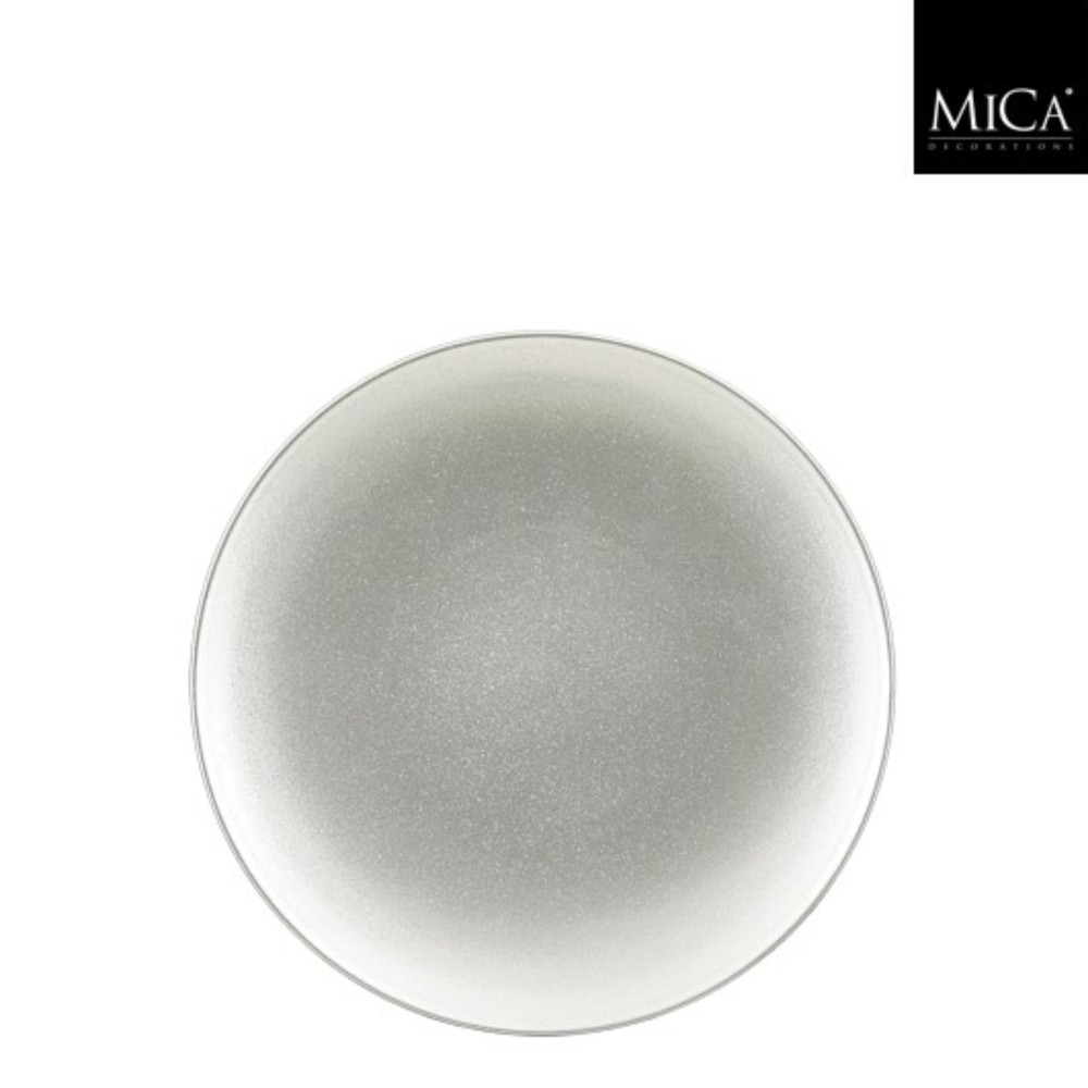 Mila decoratie bord recycled plastic zilver h1,5xd25cm