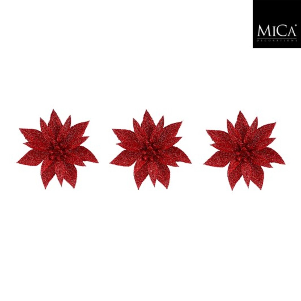 Clip poinsettia red 3 pieces - h3xd10cm