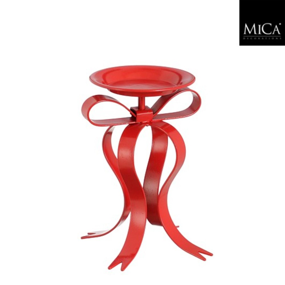 Candlestick bow red - l17xb14xh20cm