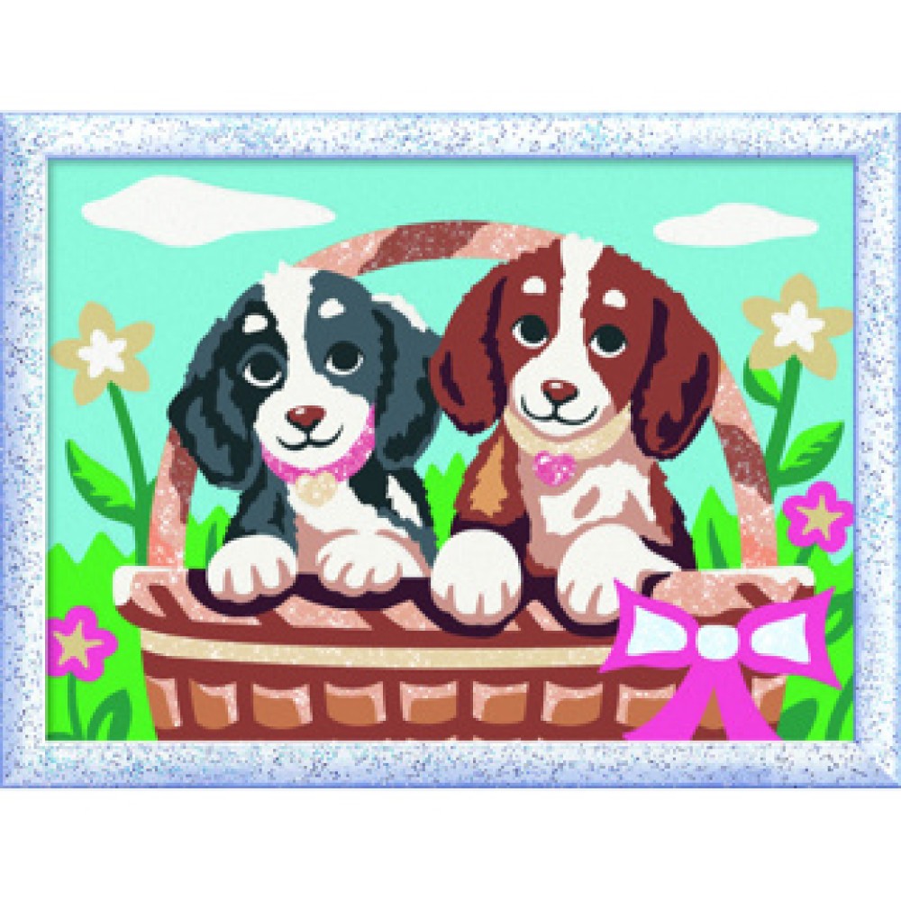 Ravensburger Creart schilderen op nummer honden in mandje