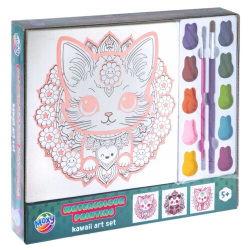 water colour painting set Kawaii 3x canvas 20c20cm 2 assorti (range .)