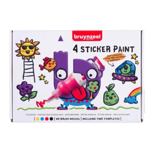 Bruynzeel stickerverfset 4 kleuren met 2 sjablonen