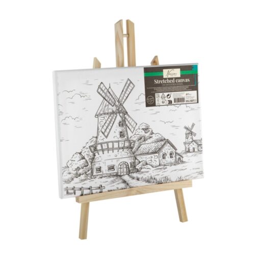 Canvas met print 30 x22,5 cm inclusief schildersezel (assortiment – willekeurige uitvoering)