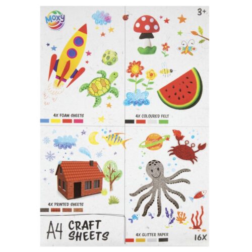 Hobbysheets A4 16 Stuks Vilt/Foam/Glitter