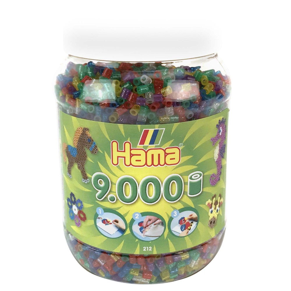 Hama String beads Ton With 9000 Pieces Glitter Transparent