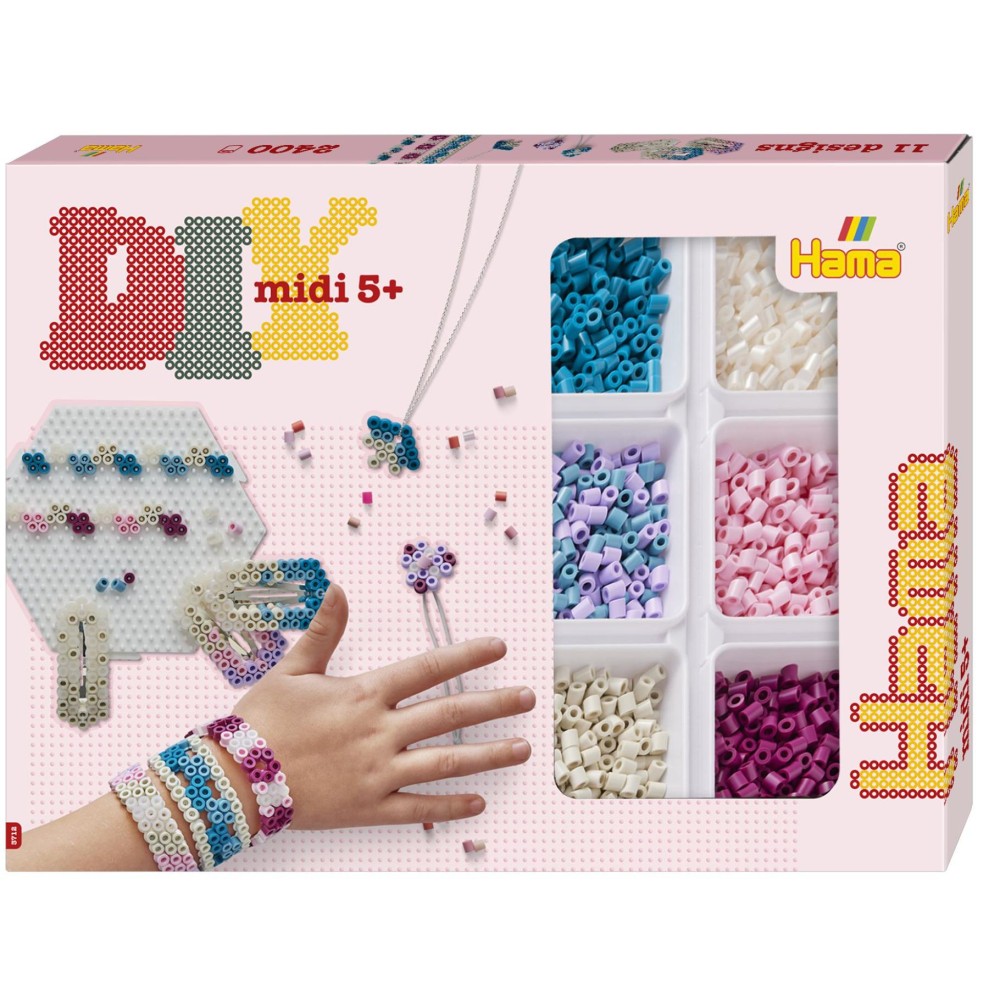 Hama string beads 2400 pieces jewelry set pink