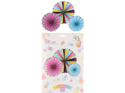 Waaier papier set van 3 in bla