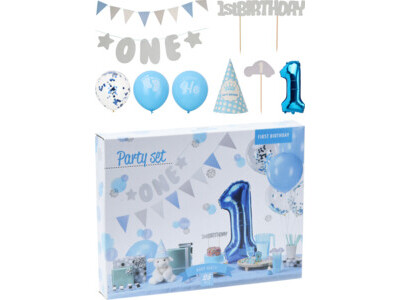 Party set 1st anniversary blue