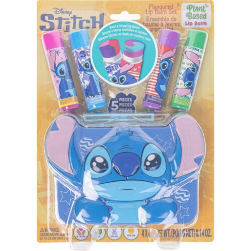 Stitch lipbalsem 4 stuks met 3d tinnen doosje