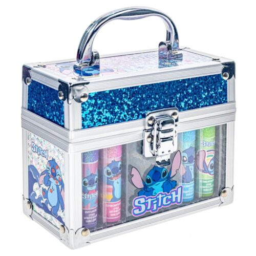 Stitch makeup case with 4 lip balm