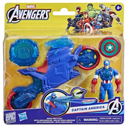 Marvel Avengers 10 cm figuur Captain America met schild en motor
