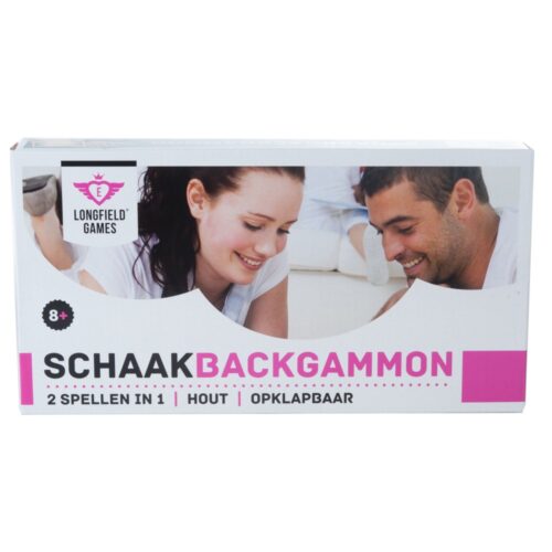 Schaak Backgammon cassette hout 30x16x4 cm