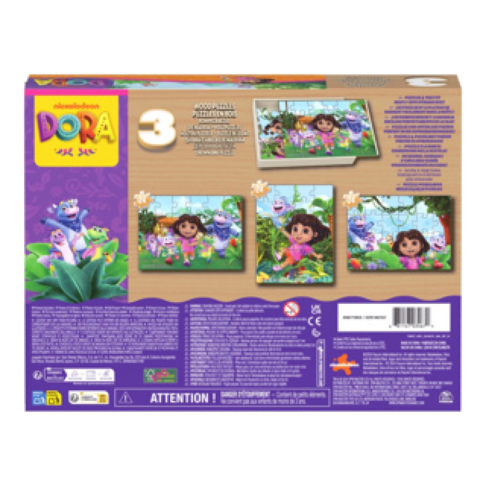 Dora 3pack Houten Puzzel In Houten Doos (3x24 Stukjes)