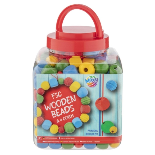 Houten kralen in emmer 400 gram 2 assorti (assortiment – willekeurige uitvoering)
