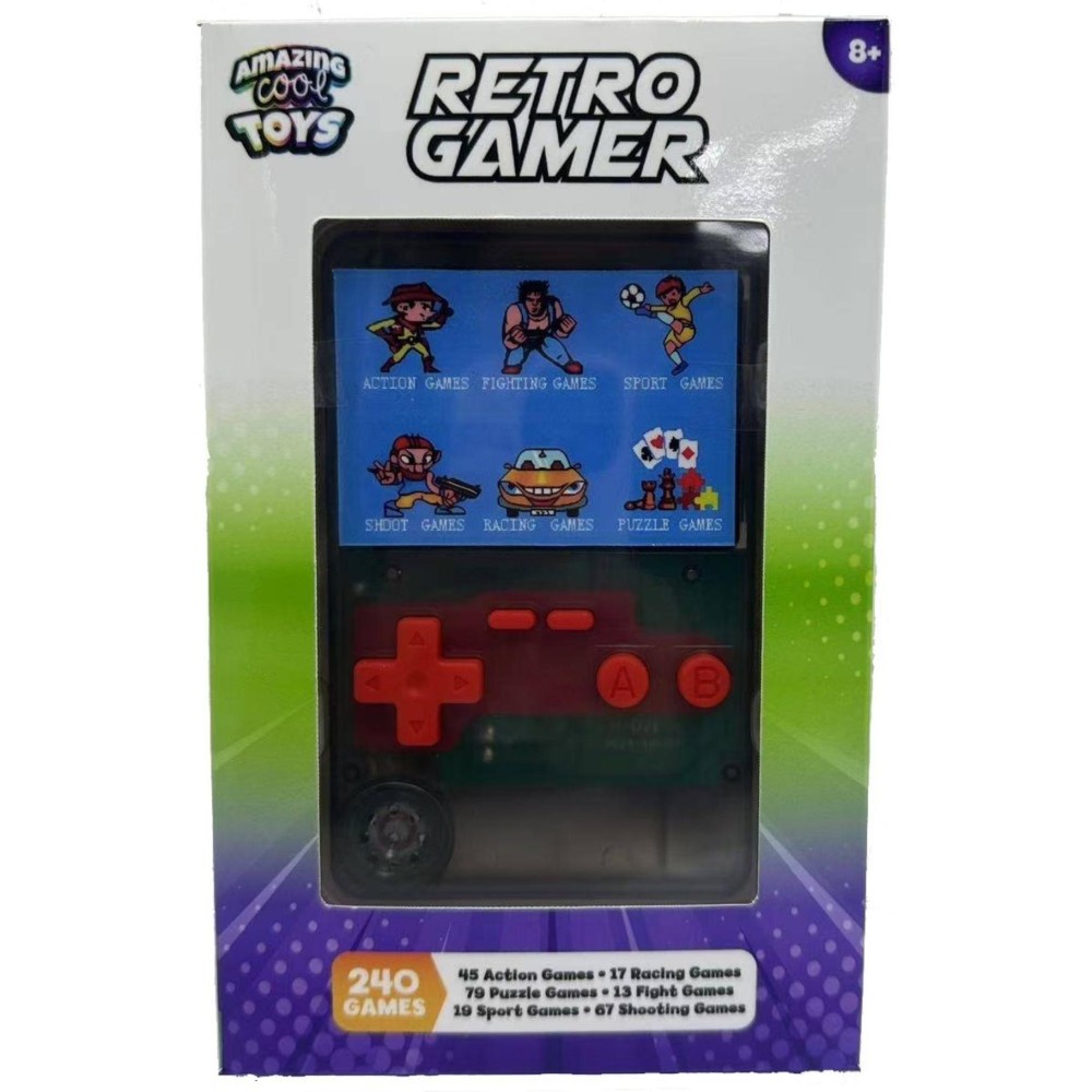 Amazing Cool Arcade game console met kleurenscherm 7 cm doorzichtig zwart