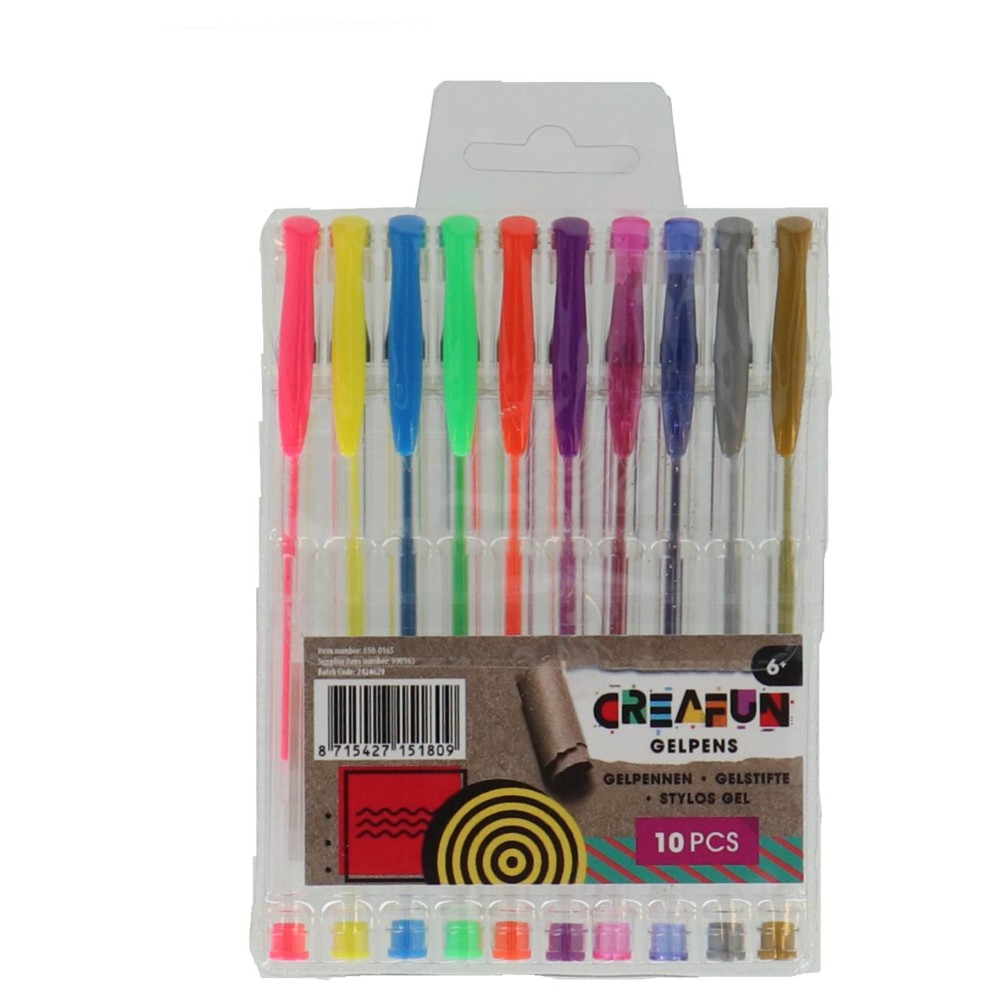 Creafun gelpen neon glitter metallic 10 pieces