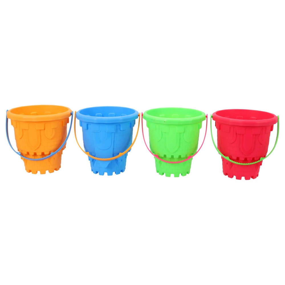 Kasteel emmer met handvat assorti blauw, groen, rood en oranje (assortiment – willekeurige uitvoering)