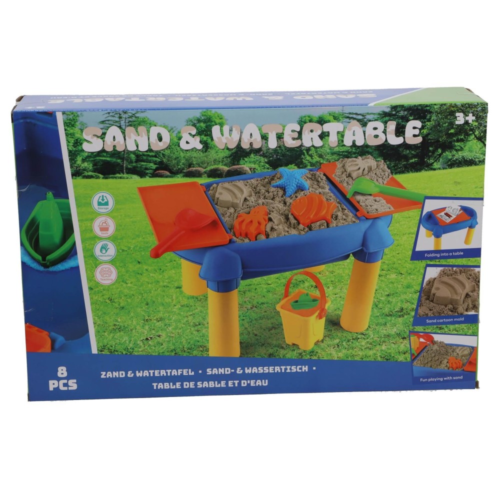 Sand and water table 48x32x29 cm red/yellow/orange