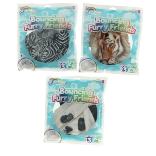 Pluchiez bouncing furry wild animals 23 cm assorti panda / zebra / tiger (series of random version))