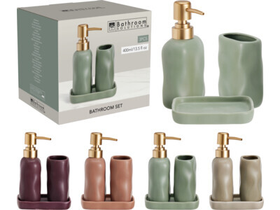 Badkamerset aardewerk set 3sts