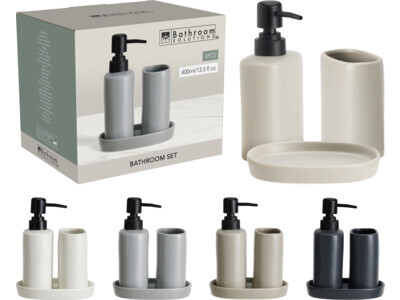 Badkamerset aardewerk set 3sts