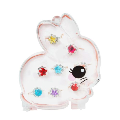 Children's rings 8 pieces in rabbit jewelry box