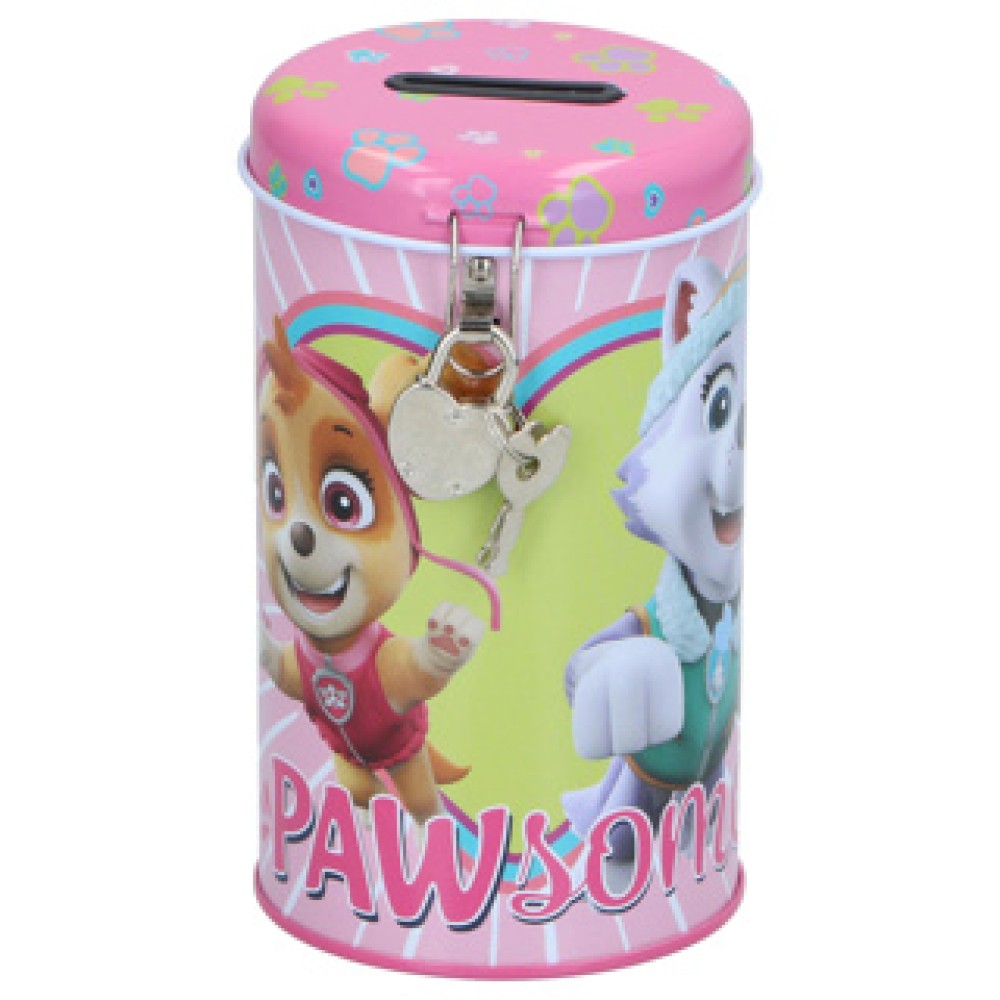 Spaarpot licentie met slot 4 assorti Paw Patrol, Minnie Mouse, Spider-Man (assortiment – willekeurige uitvoering)