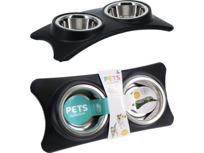 Dierenvoerbak set pp houder