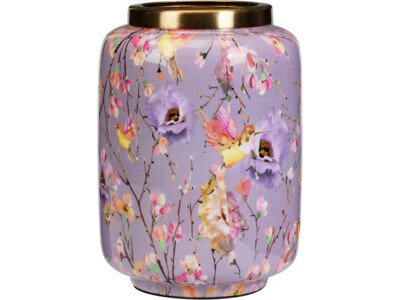 Vaas 30cm paarse bloemen print