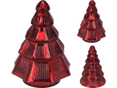Kerstboom glas rood 13x21cm