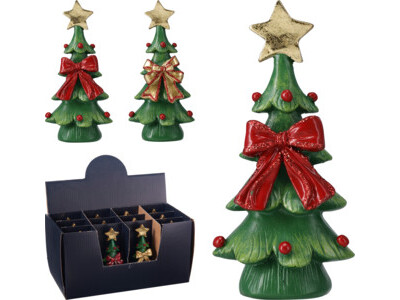 Kerstboom met strik 13cm 2ass
