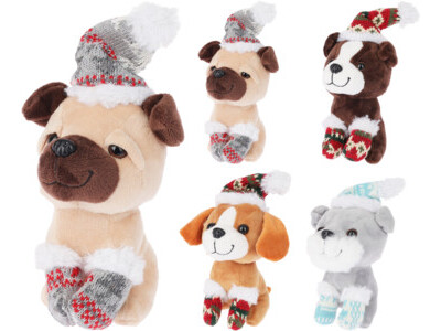 Kerstfiguur pluche 14cm 4ass